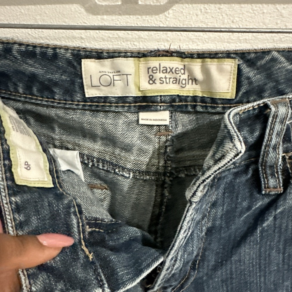 Loft Ann‎  taylor relaxed And Straight Jeans Wash Blue Size P6 - Picture 9 of 12